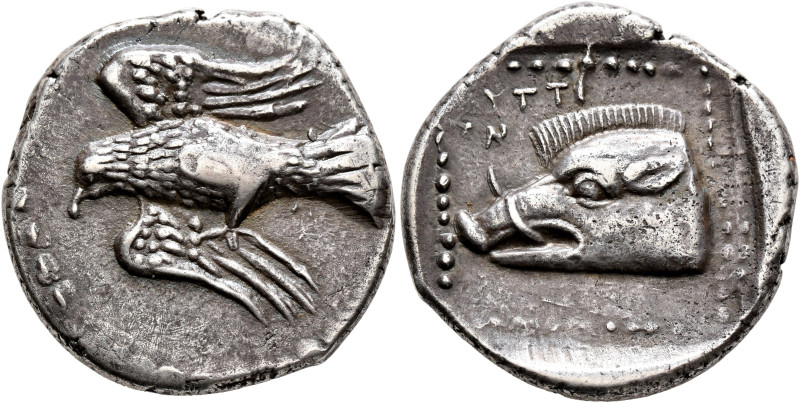 CRETE. Lyttos. Circa 320-270 BC. Stater (Silver, 25 mm, 11.00 g, 12 h). Eagle fl...