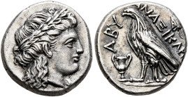 TROAS. Abydos. Circa 350-325 BC. Hemidrachm (Silver, 14 mm, 2.45 g, 6 h), Anaxikles, magistrate. Laureate head of Apollo to right. Rev. ΑΒΥ / ΑΝΑΞΙΚΛΗ...