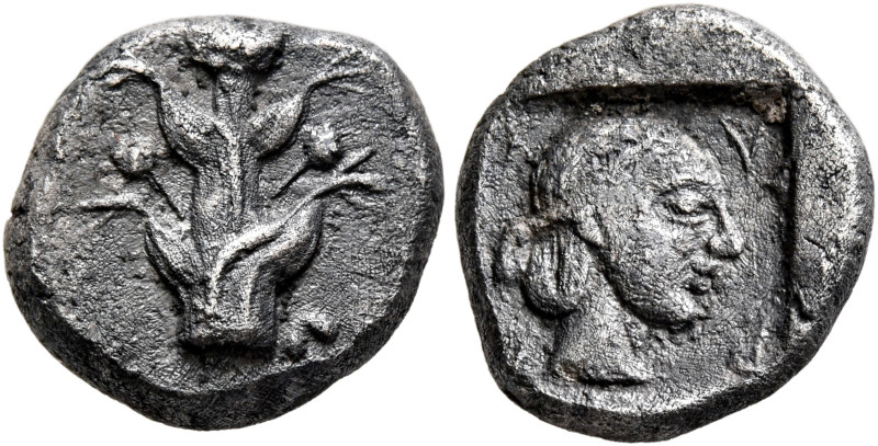 KYRENAICA. Kyrene. Circa 470s-450s BC. Drachm (Silver, 14 mm, 3.29 g, 3 h), 'Asi...