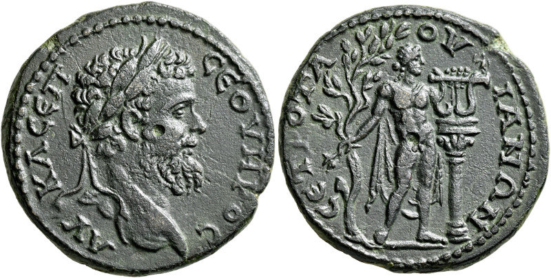 GALATIA. Tavium. Septimius Severus, 193-211. Tetrassarion (Orichalcum, 25 mm, 11...