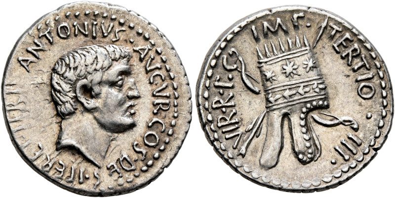 Mark Antony, 44-30 BC. Denarius (Silver, 20 mm, 3.90 g, 3 h), Antiochia on the O...