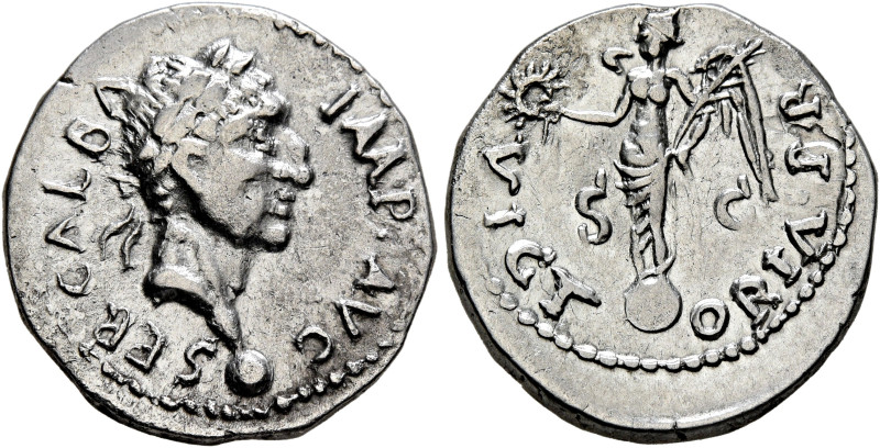 Galba, 68-69. Denarius (Silver, 28 mm, 3.56 g, 6 h), uncertain mint in North Afr...