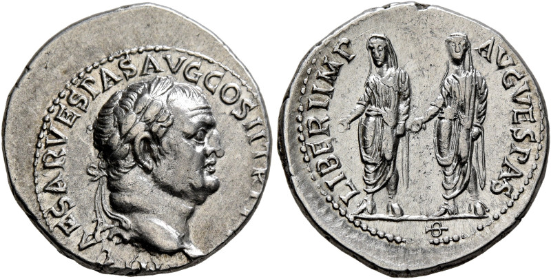 Vespasian, 69-79. Denarius (Silver, 19 mm, 3.50 g, 5 h), Ephesus, 70. IMP CAESAR...