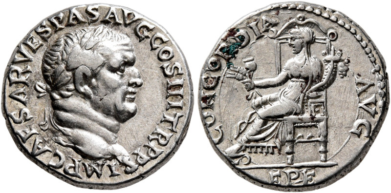 Vespasian, 69-79. Denarius (Silver, 18 mm, 3.56 g, 1 h), Ephesus, 71. IMP CAESAR...