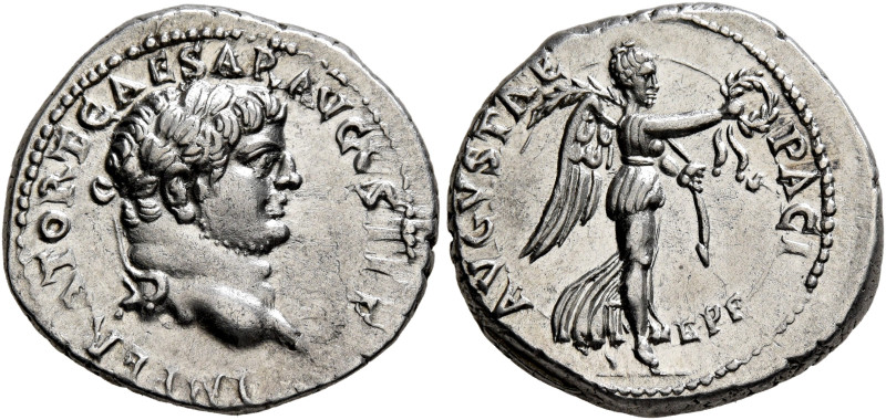 Titus, as Caesar, 69-79. Denarius (Silver, 18 mm, 3.43 g, 12 h), Ephesus, 71. IM...