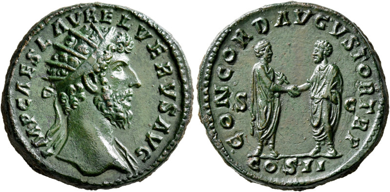 Lucius Verus, 161-169. Dupondius (Orichalcum, 27 mm, 13.35 g, 12 h), Rome, 161. ...