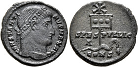 Constantine I, 307/310-337. Follis (Bronze, 19 mm, 2.73 g, 12 h), Constantinopolis, 327-328. CONSTANTI-NVS MAX AVG Diademed head of Constantine I to r...