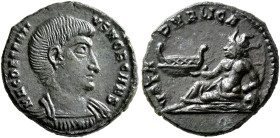 Decentius, Caesar, 350/1-353. Half Follis (Bronze, 15 mm, 2.28 g, 12 h), Rome, spring 351-352. MAG DECENTI-VS NOB CAES Bare-headed and cuirassed bust ...
