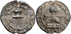 Canons Regular of the Church of the Holy Sepulchre, circa 13th-14th centuries. Seal (Lead, 44 mm, 43.25 g, 12 h). +SIGILLVM CANONICORVM / IC - XC / NI...