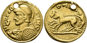 UNCERTAIN GERMANIC TRIBES, Aurum Barbarorum. Late 3rd-early 4th centuries. 'Quinarius' (Gold, 17 mm, 2.84 g, 12 h), 'Probus Group D'. Imitating Probus...