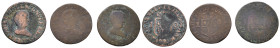 Philippinen, Quarto 1823 F, Manila. 3 Stück. K/M 9. Gereinigt, berieben, schön