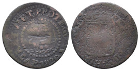 Philippinen, Quarto 1830 M F, Manila. 4,18 g. K/M 7. Selten. Korrodiert, gewellt, Kratzer, schön