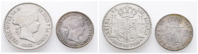 Philippinen, Isabella II. von Spanien 1833-1868, 20 und 50 Centimos 1865. 2 Stück. K/M 146 und 147. Sehr schön