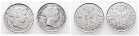 Philippinen, Isabella II. von Spanien 1833-1868, 20 Centimos 1868. 2 Stück. K/M 146. Sehr schön