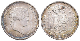 Philippinen, Isabella II. von Spanien 1833-1868, 50 Centimos 1868. 12,93 g. K/M 147. Hübsche Patina, fast vorzüglich