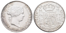 Philippinen, Isabella II. von Spanien 1833-1868, 50 Centimos 1868. 13,04 g. K/M 147. Winz. Kratzer, vorzüglich