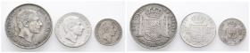 Philippinen, Alfonso XII. von Spanien 1874-1885, 10, 20 und 50 Centimos 1881. 3 Stück. K/M 148, 149 und 150. Sehr schön