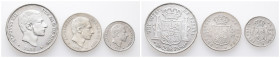 Philippinen, Alfonso XII. von Spanien 1874-1885, 10, 20 und 50 Centimos 1881. 3 Stück. K/M 148, 149 und 150. Sehr schön
