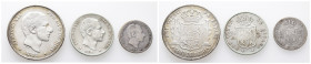 Philippinen, Alfonso XII. von Spanien 1874-1885, 10, 20 und 50 Centimos 1881. 3 Stück. K/M 148, 149 und 150. Kl. Kratzer, schön-sehr schön