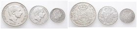 Philippinen, Alfonso XII. von Spanien 1874-1885, 10, 20 und 50 Centimos 1882. 3 Stück. K/M 148, 149 und 150. Kl. Randfehler (1x), sehr schön