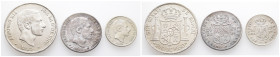 Philippinen, Alfonso XII. von Spanien 1874-1885, 10, 20 und 50 Centimos 1883. 3 Stück. K/M 148, 149 und 150. Sehr schön und besser
