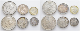 Philippinen, Alfonso XII. von Spanien 1874-1885, 10, 20 und 50 Centimos 1885. 6 Stück. K/M 148, 149 und 150. Meist sehr schön-vorzüglich