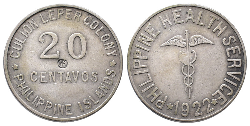 Philippinen, Culion Leper Kolonie, 20 Centavos 1922, Manila. 10,98 g. K/M 13. Mi...