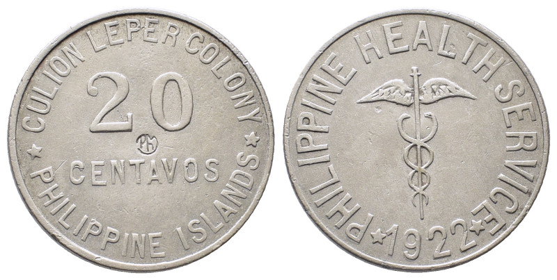 Philippinen, Culion Leper Kolonie, 20 Centavos 1922, Manila. 10,88 g. K/M 13. Mi...