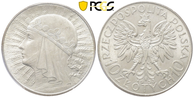 Polen, 10 Zlotych 1933. K/M 22. Fast Stempelglanz
Im Plastikholder der PCGS mit ...