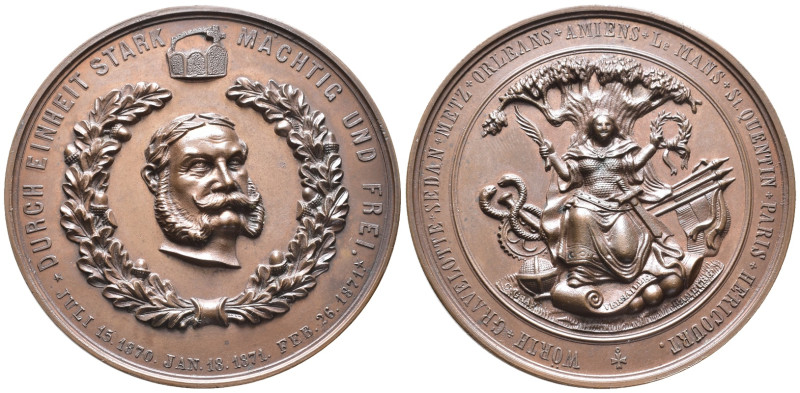 Brandenburg Preussen, Große Bronzemedaille 1871, von C. Graf, auf die Siege der ...