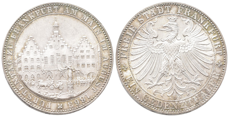 Frankfurt, Stadt, Vereinstaler 1863. Fürstentag. 18,55 g. AKS 45; Dav. 654; Thun...