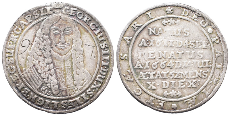 Schlesien Liegnitz Brieg, Georg III. 1639-1664, 1/4 Reichstaler 1664, auf seinen...