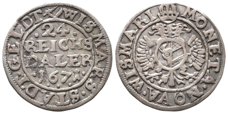 Wismar, unter Schweden, Karl XI. 1660-1697, 1/24 Taler (Doppelschilling) 1671. 1...