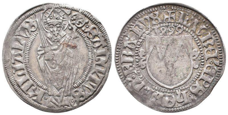 Würzburg, Lorenz von Bibra 1495-1519, Schilling 1499. 2,19 g. Helmschrott 7, Lev...