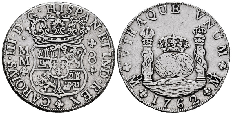 Charles III (1759-1788). 8 reales. 1762. Mexico. MM. (Cal-1080). Ag. 26,89 g. Cr...