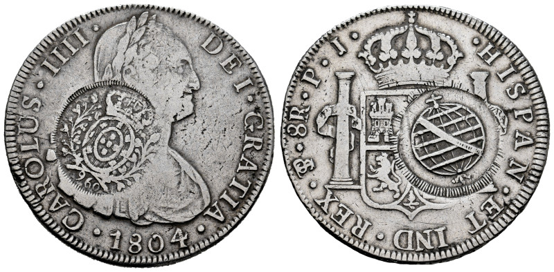 Charles IV (1788-1808). 8 reales. 1804. Potosi. PJ. (Cal-1008 var). Ag. 26,77 g....