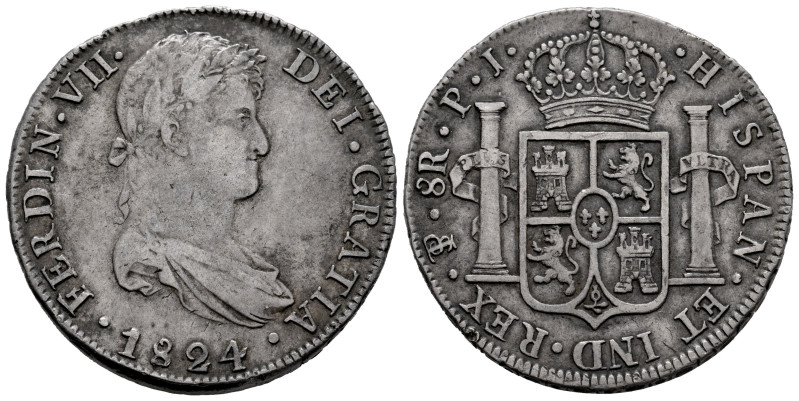 Ferdinand VII (1808-1833). 8 reales. 1824. Potosi. PJ. (Cal-1391). Ag. 26,92 g. ...