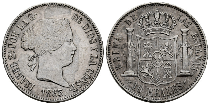 Elizabeth II (1833-1868). 10 reales. 1863. Madrid. (Cal-540). Ag. 12,88 g. Minor...