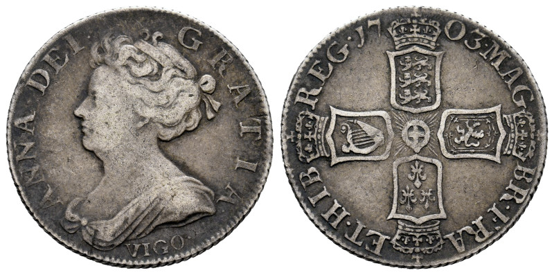 Great Britain. Anna. 1 shilling. 1703. VIGO. (Km-517.1). (S-3586). Ag. 5,97 g. T...