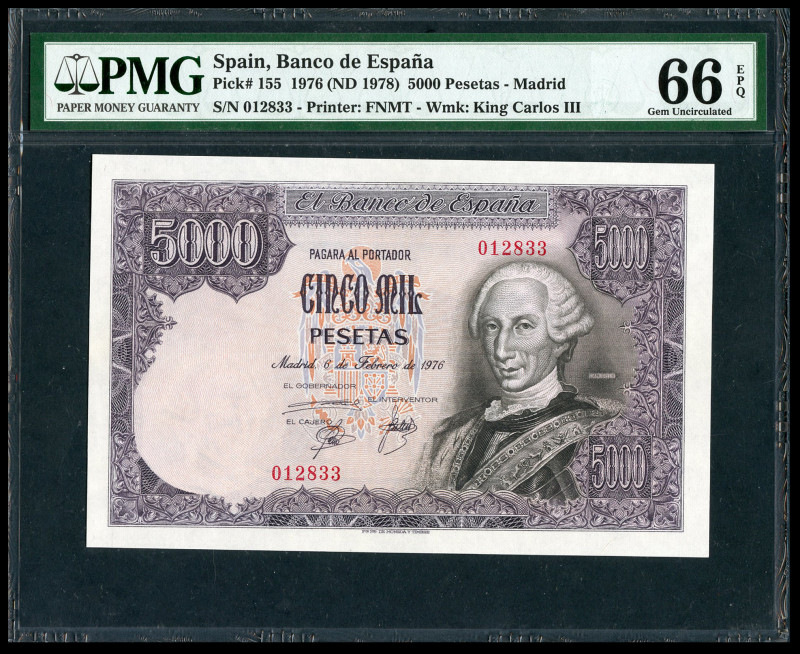 5000 pesetas. 1976. Madrid. (Ed-475). (Pick-155). February 6, Charles III. No Se...