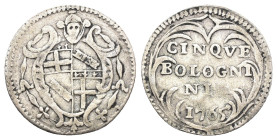 Bologna - Clemente XIII (1758-1769) - Carlino da 5 Bolognini 1765 - RARISSIMA (R3) - Ag - 1,26 g - CNI 12; MIR 2724/1

MB/BB

SPEDIZIONE SOLO IN I...