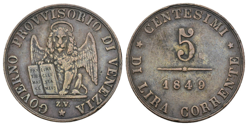 Governo provvisorio Venezia (1848-1849) - 5 Centesimi 1849 - Paolucci 1110

MB...