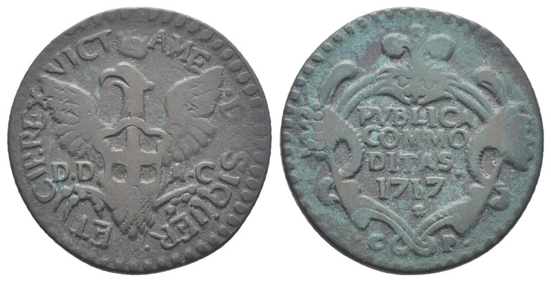 Vittorio Amedeo II, Re di Sicilia (1713-1718) - Grano (I tipo) - gr. 4,52 - Cuda...