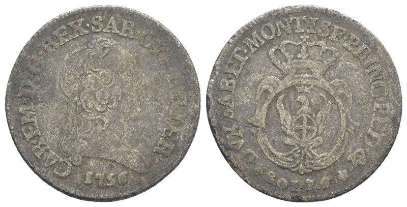 Carlo Emanuele III (1730-1773) - 7,6 Soldi 1756 - NC - Mi - gr. 4,30; mm 25,9 - ...