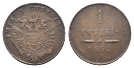 Francesco Giuseppe I d'Asburgo Lorena (1848-1866) - 1 Centesimo 1852, II° tipo Milano - Cu - Gig# 40 - evidente debolezza di conio e di ribatittura
...