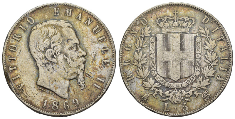 Vittorio Emanuele II (1861-1878) - 5 Lire 1869 Milano - Ag - Gigante 39

MB
...