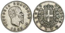 Vittorio Emanuele II (1861-1878) - 2 Lire 1863, Torino - Gig.57 - Ag

qBB

SPEDIZIONE SOLO IN ITALIA - SHIPPING ONLY IN ITALY
