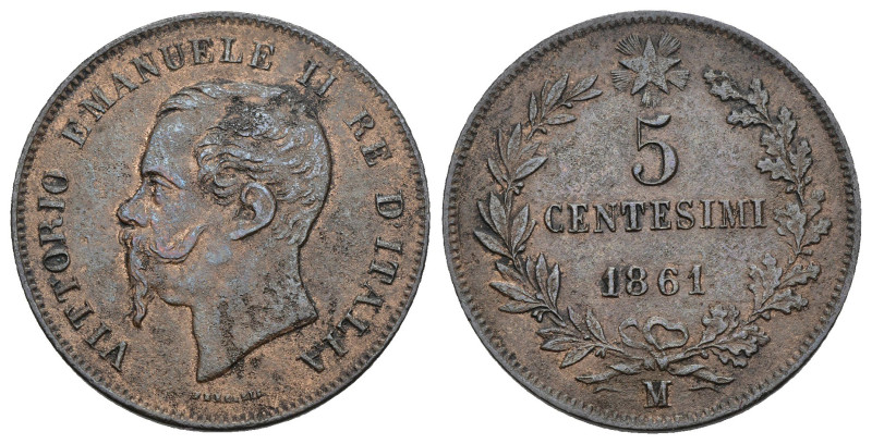 Vittorio Emanuele II (1861-1878) - 5 Centesimi 1861, Milano - Gig.102 - Cu

BB...