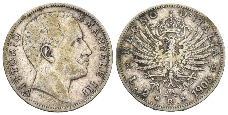 Vittorio Emanuele III (1900-1943) - 2 Lire Aquila Sabauda 1906 - Ag - Gigante 94...