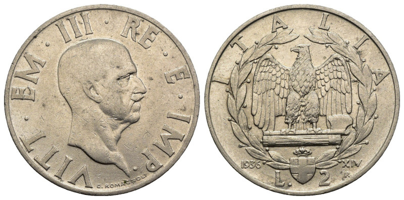 Vittorio Emanuele III (1900-1943) - 2 Lire Impero 1936 XIV - RARA - Gigante 118...